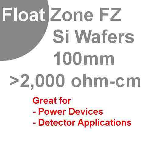 100mm (4 inch) float zone silicon wafers