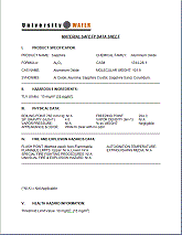 Materials Safety Data Sheets Available Upon request