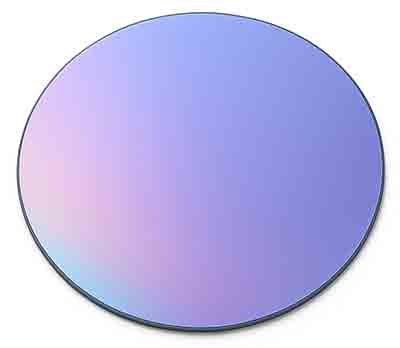 100mm silicon wafer with 300nm thermal oxide coating on a white background