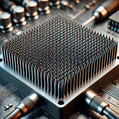  black silicon used in a photodetector, showcasing the textured surface and high-tech setup in a laboratory environment. 