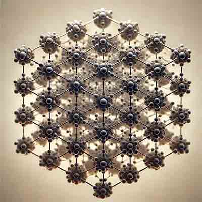 silicon crystal structure at a microscopic level, illustrating the arrangement of silicon atoms in a diamond cubic structure.