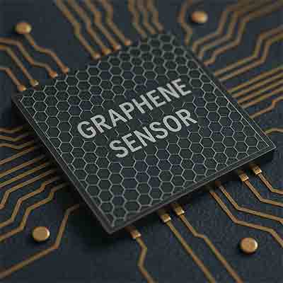 Graphene sensor on silicon substrate with gold electrodes and honeycomb graphene pattern used for molecular detection