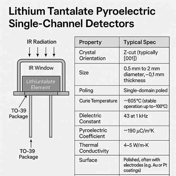 LiTaO3 Substrates Lithium Tantalate Pyroelectric Single-Channel Detectors
