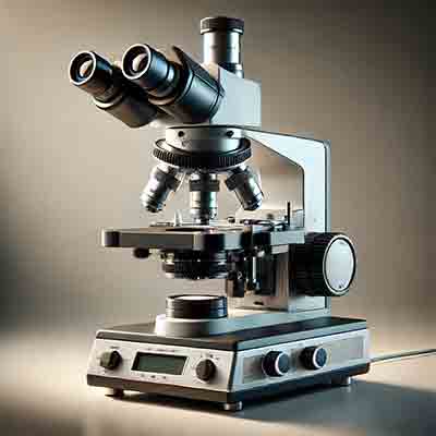 modern optical microscope with a clear focus on its design and components