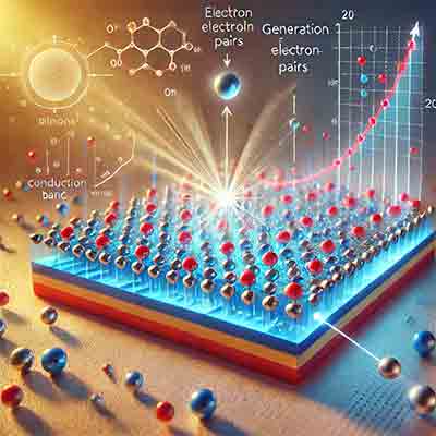  effects of light on a semiconductor, highlighting the generation of electron-hole pairs and their movement, leading to increased conductivity