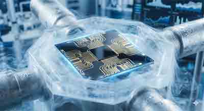 Quantum processor chip in a cryogenic chamber