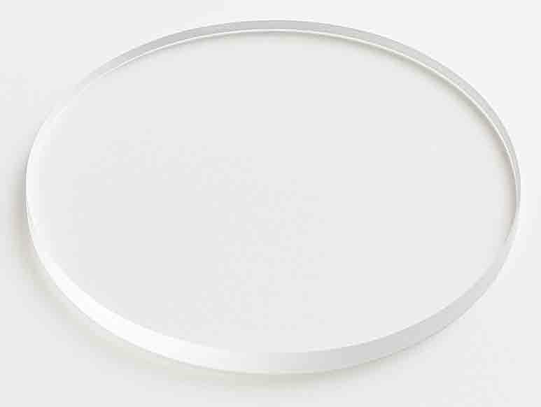 100mm Quartz Substrate — Optical-Grade Transparent Wafer Polished 100mm quartz substrate with transparent, reflective surface on a white background