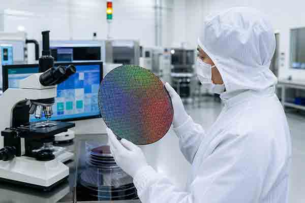 Semiconductor laboratory cleanroom with silicon wafer processing