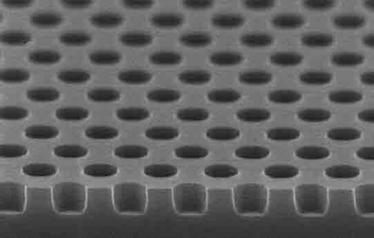 well  holes drilled into a silicon wafer